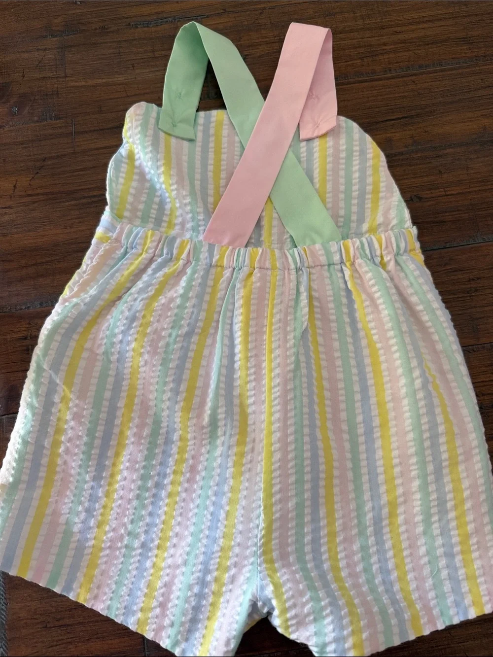 Pastel Striped Romper with Pink & Mint Straps